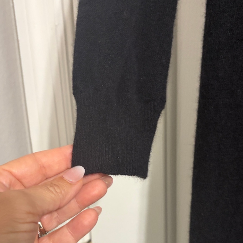 Vintage Kenar Black Long Sleeve Crewneck Knit Midi Wool Sweater Dress - Picture 4 of 6